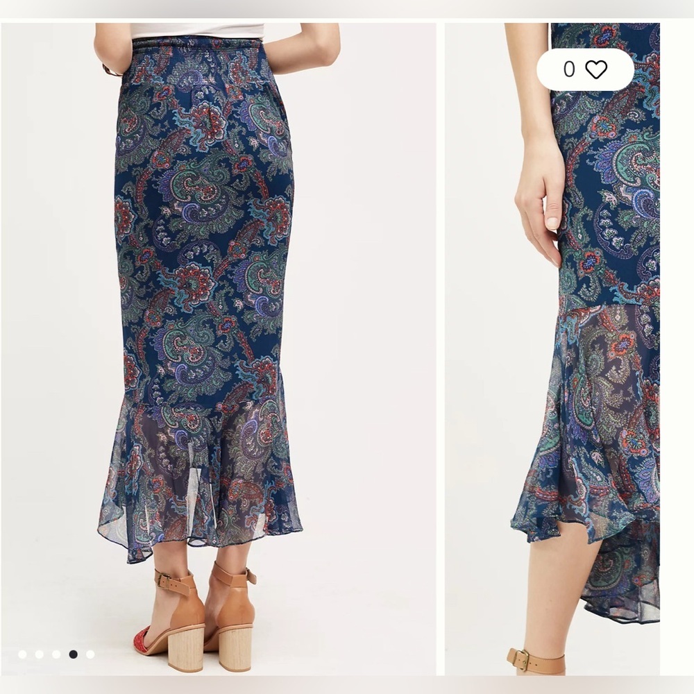 Anthropologie Vanessa Virginia Silk Paisley Skirt Size 2 midi pattern print - Picture 5 of 12